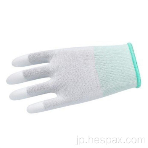 Hespax Nylon 13ゲージPUの指先の卸売手袋